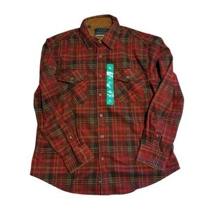 New Jachs NY Mens Red Plaid Flannel Shirt Long Sleeve Button Up Sz XL Cabincore